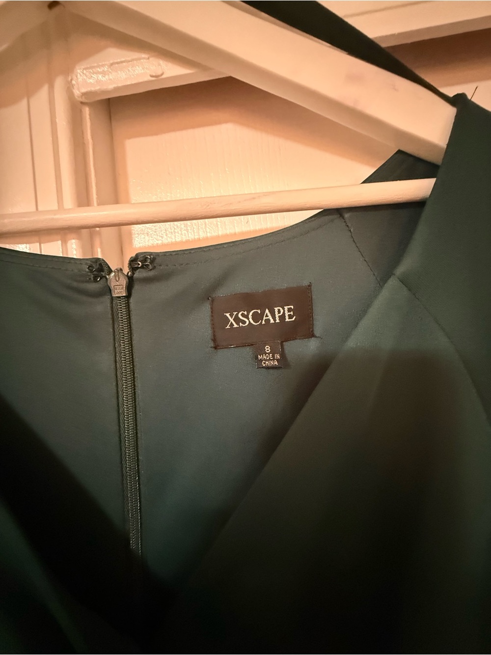 WORN TWICE-Xscape Emerald Green V-Neck Ruffle Gown - Picture 6 of 6